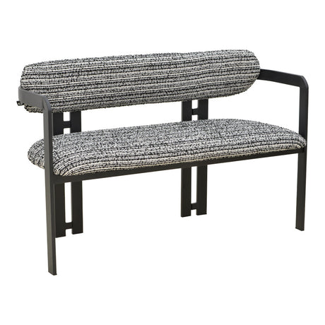 Canapea 2 locuri Berdona, Stofă, Negru-Alb, 120x47x78 cm