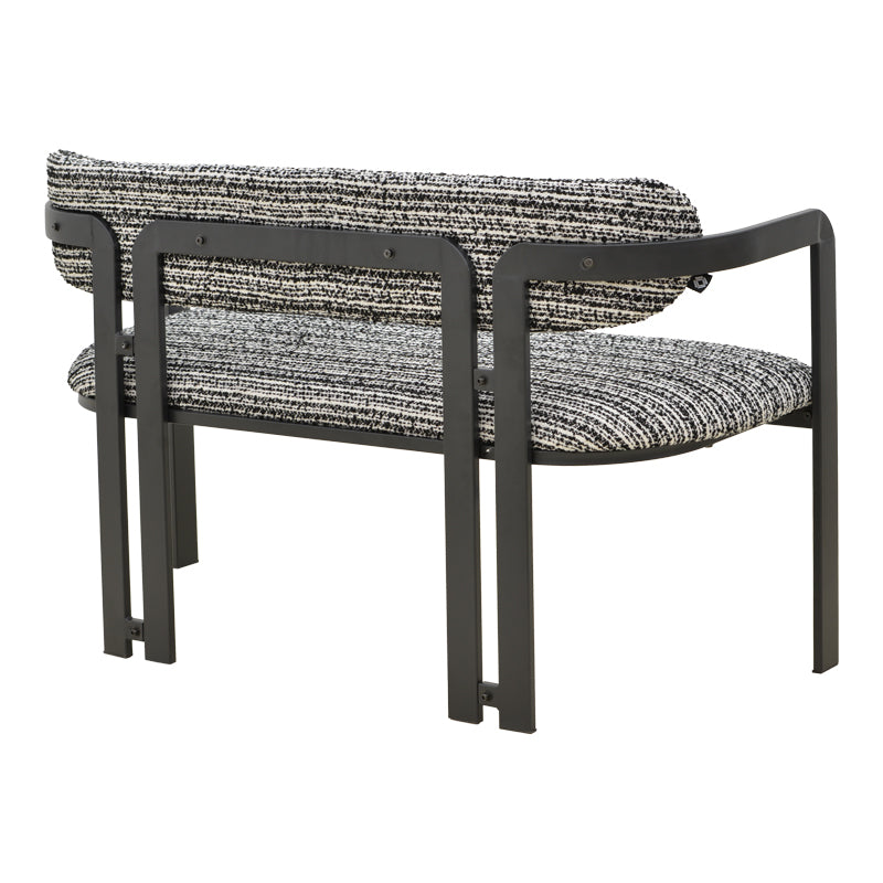 Canapea 2 locuri Berdona, Stofă, Negru-Alb, 120x47x78 cm