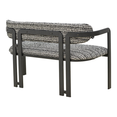 Canapea 2 locuri Berdona, Stofă, Negru-Alb, 120x47x78 cm