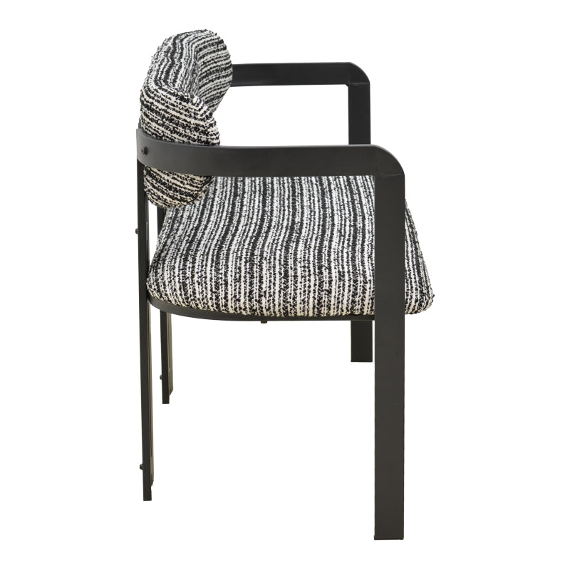 Canapea 2 locuri Berdona, Stofă, Negru-Alb, 120x47x78 cm