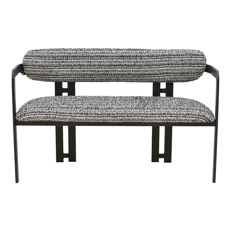 Canapea 2 locuri Berdona, Stofă, Negru-Alb, 120x47x78 cm