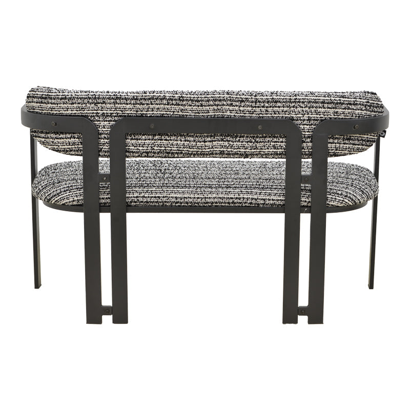 Canapea 2 locuri Berdona, Stofă, Negru-Alb, 120x47x78 cm