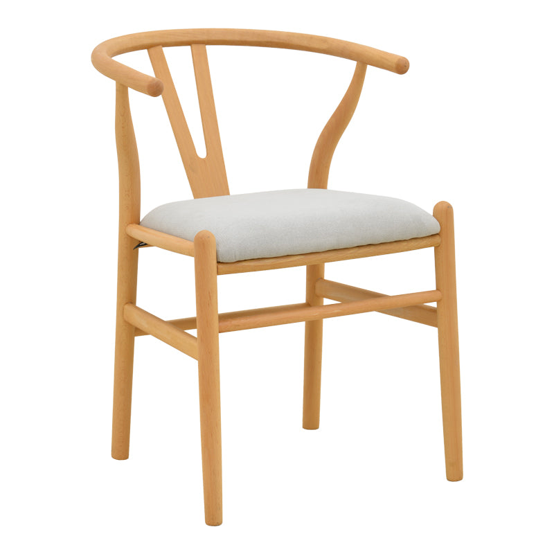 Natural-Gri | SKU: 029-000462 | Scaun Wishbone, Lemn de arbore de cauciuc și stofă, 51x58x73 cm, varianta Natural-Gri, produs pentru amenajarea locuinței, disponibil online în România la CasaMob