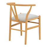 Scaun Wishbone, Lemn de arbore de cauciuc și stofă, Diverse culori, 51x58x73 cm - Natural-Gri | SKU: 029-000462 | Scaun Wishbone, Lemn de arbore de cauciuc și stofă, 51x58x73 cm, varianta Natural-Gri, produs pentru amenajarea locuinței, disponibil online în România la CasaMob