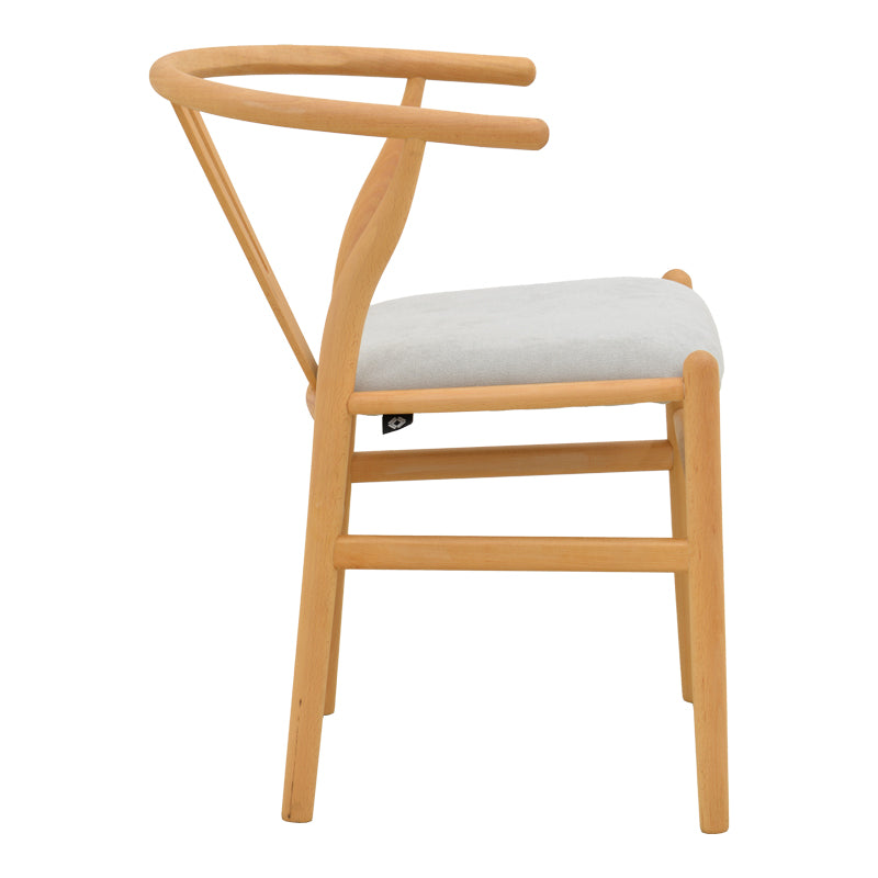 Natural-Gri | SKU: 029-000462 | Scaun Wishbone, Lemn de arbore de cauciuc și stofă, 51x58x73 cm, varianta Natural-Gri, produs pentru amenajarea locuinței, disponibil online în România la CasaMob