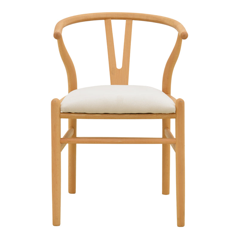 Natural-Bej | SKU: 029-000463 | Scaun Wishbone, Lemn de arbore de cauciuc și stofă, 51x58x73 cm, varianta Natural-Bej, produs pentru amenajarea locuinței, disponibil online în România la CasaMob