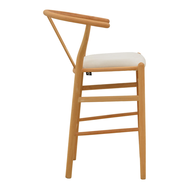 Scaun de bar Wishbone, Lemn de arbore de cauciuc și stofă, Diverse culori, 51x60x95 cm - Natural-Bej | SKU: 029-000465 | Scaun de bar Wishbone, Lemn de arbore de cauciuc și stofă, 51x60x95 cm, varianta Natural-Bej, produs pentru amenajarea locuinței, disponibil online în România la CasaMob