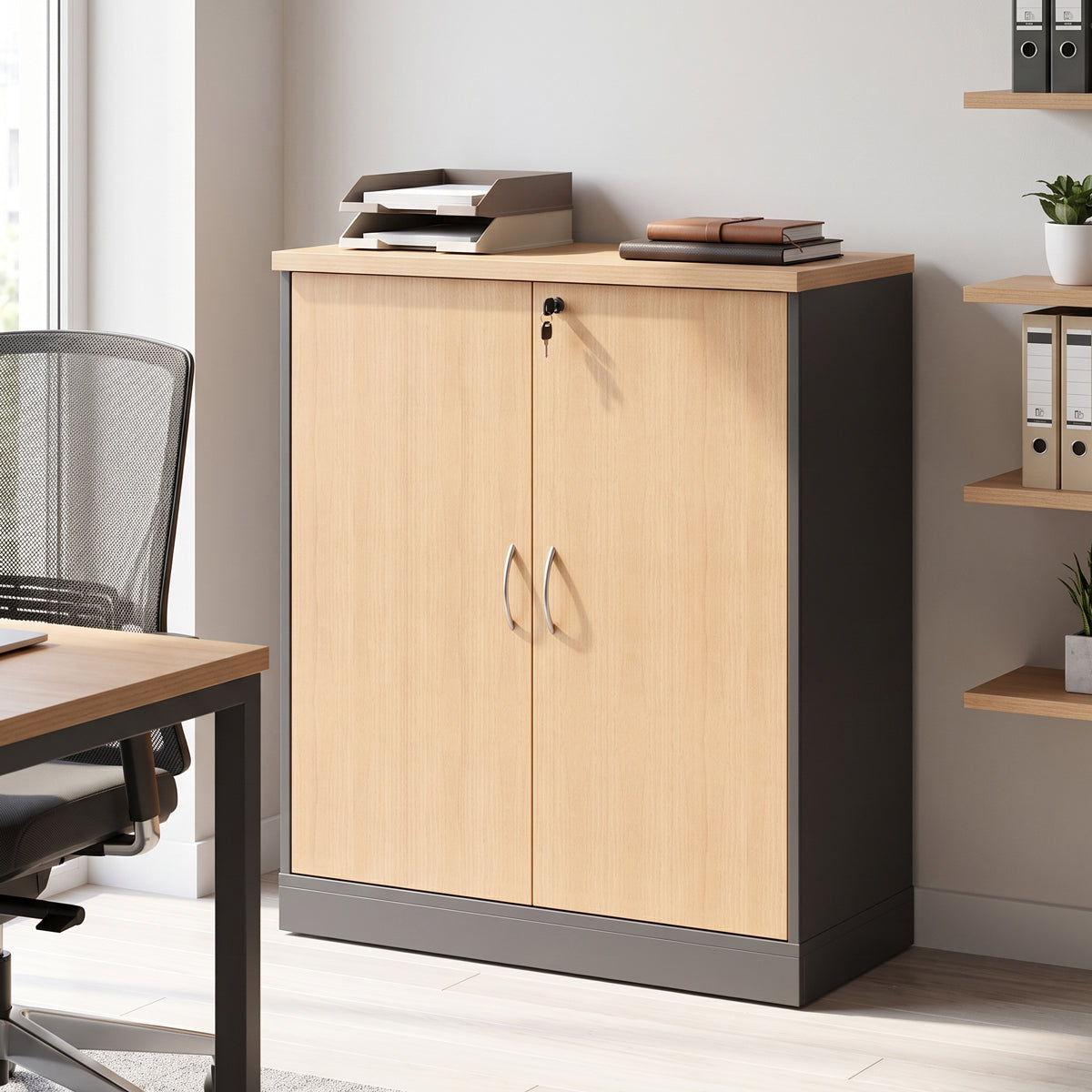 Dulap multifuncțional Fesialo, Diverse culori, 80x41x80 cm - Natural-Antracit | SKU: 030-000033 | Dulap multifuncțional Fesialo, 80x41x80 cm, varianta Natural-Antracit, produs pentru amenajarea locuinței, disponibil online în România la CasaMob