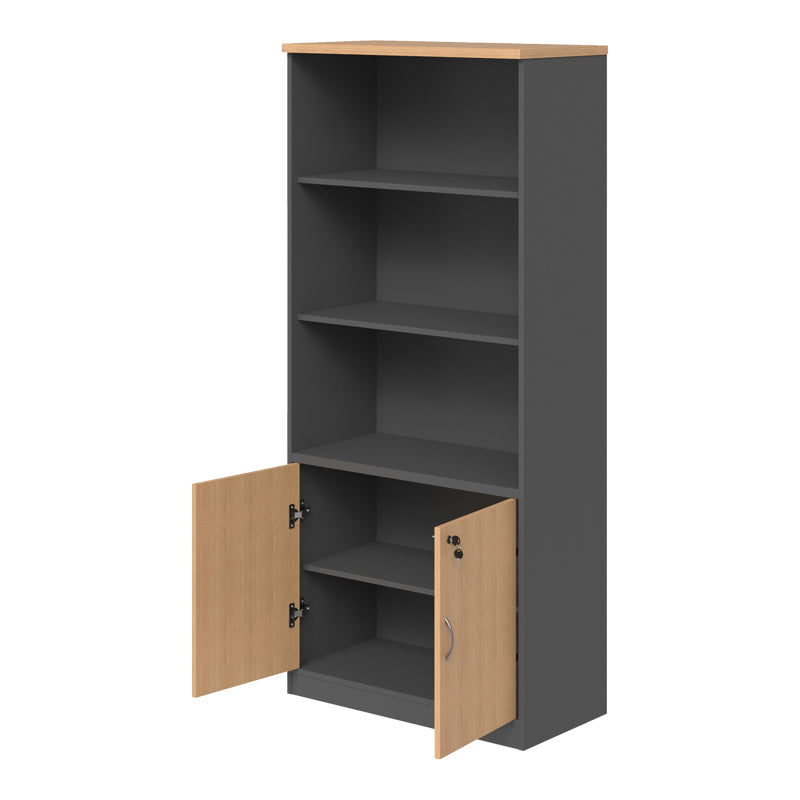 Bibliotecă Fesialo, Diverse culori, 80x40x180 cm - Natural-Antracit | SKU: 030-000035 | Bibliotecă Fesialo, 80x40x180 cm, varianta Natural-Antracit, produs pentru amenajarea locuinței, disponibil online în România la CasaMob