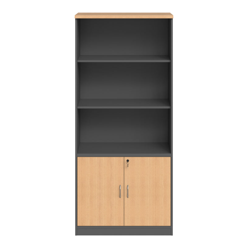 Bibliotecă Fesialo, Diverse culori, 80x40x180 cm - Natural-Antracit | SKU: 030-000035 | Bibliotecă Fesialo, 80x40x180 cm, varianta Natural-Antracit, produs pentru amenajarea locuinței, disponibil online în România la CasaMob