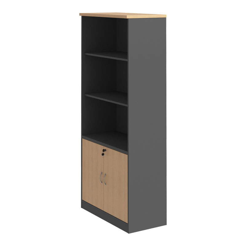 Bibliotecă Fesialo, Diverse culori, 80x40x180 cm - Natural-Antracit | SKU: 030-000035 | Bibliotecă Fesialo, 80x40x180 cm, varianta Natural-Antracit, produs pentru amenajarea locuinței, disponibil online în România la CasaMob