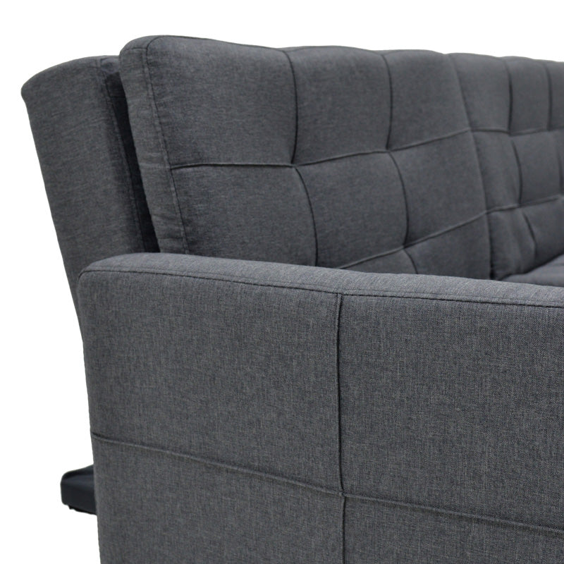 Canapea extensibila Flexy 3 locuri, Gri inchis, 198x87x76 cm
