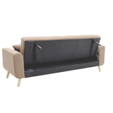 Canapea extensibila Carmelo - stofa, bej, 214x80x86 cm