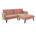 Roz | SKU: 035-000086 | Canapea - pat Dream cu taburet din catifeaa marului putred, Roz, 209x157x80 cm, varianta Roz, produs pentru amenajarea locuinței, disponibil online în România la CasaMob