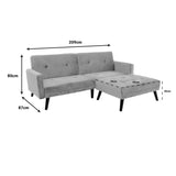 Canapea - pat Dream cu taburet din catifeaa marului putred, Roz, 209x157x80 cm