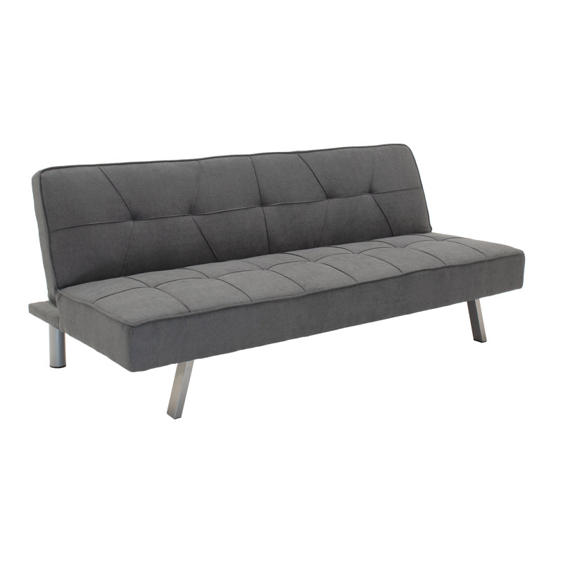 Canapea extensibila cu 3 locuri Travis cu stofa, Gri - Gri inchis, 175x83x74 cm