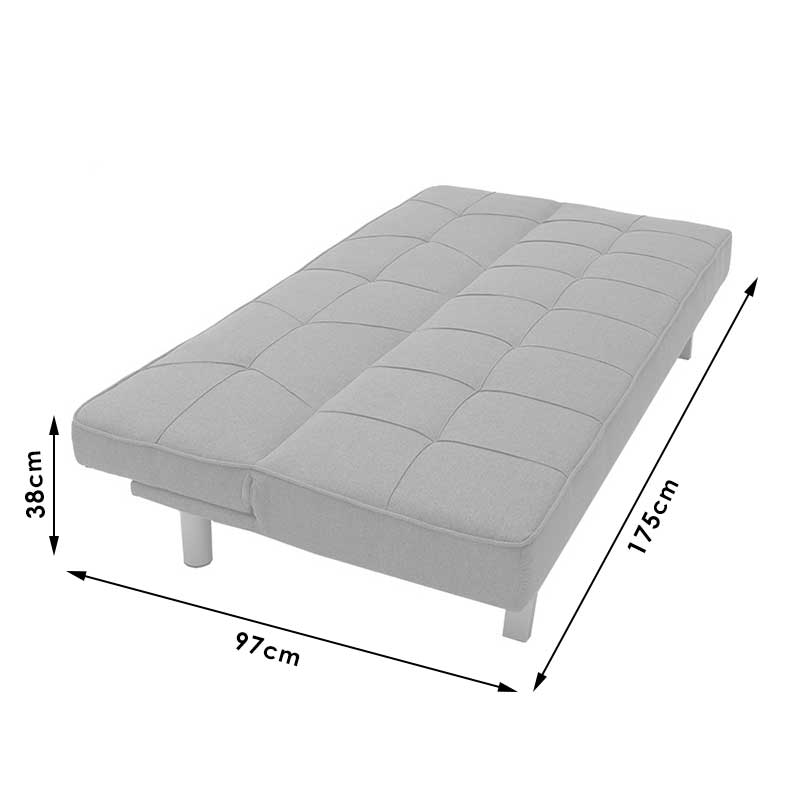 Canapea extensibila cu 3 locuri Travis cu stofa, Gri - Gri inchis, 175x83x74 cm
