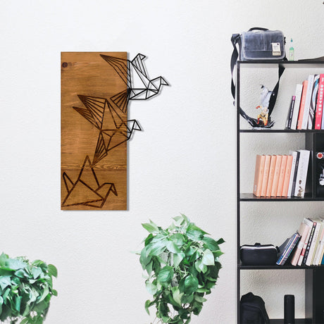 Decorațiune de perete cu funcție decorativă Perdon, Stil modern, Lemn de pin și Metal negru, 30x3x60cm