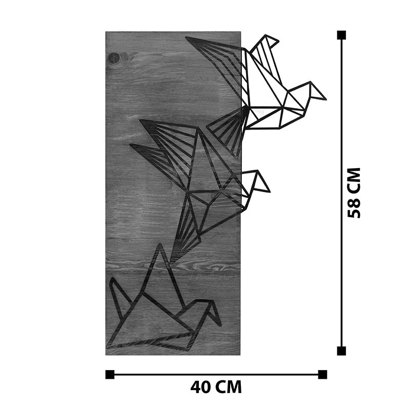 Decorațiune de perete cu funcție decorativă Perdon, Stil modern, Lemn de pin și Metal negru, 30x3x60cm