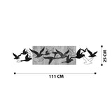 Decorațiune de perete din lemn de pin Excore, Stil Modern, Lemn Natural și Metal Negru, 111x3x25 cm.