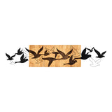 Decorațiune de perete din lemn de pin Excore, Stil Modern, Lemn Natural și Metal Negru, 111x3x25 cm.