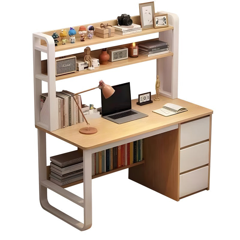 Birou cu raft Soco, MDF, Alb, 120x50x147 cm