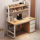 Birou cu raft Soco, MDF, Alb, 120x50x147 cm