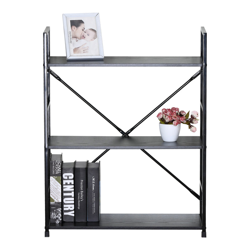 Bibliotecă Manlo, Metal, Negru, 59x24x80 cm