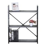 Bibliotecă Manlo, Metal, Negru, 59x24x80 cm