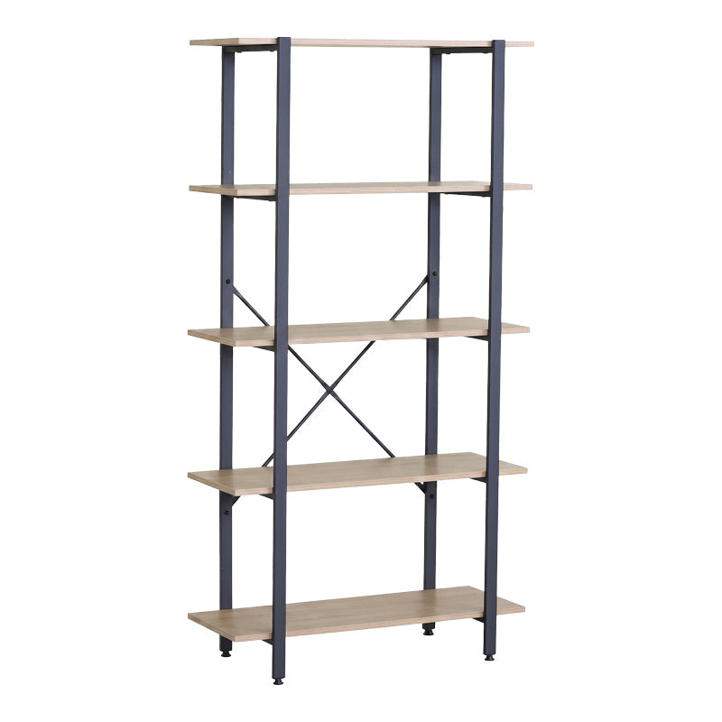 Bibliotecă Nebranzo, Metal, Stejar, 80x34x156 cm