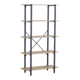 Bibliotecă Nebranzo, Metal, Stejar, 80x34x156 cm