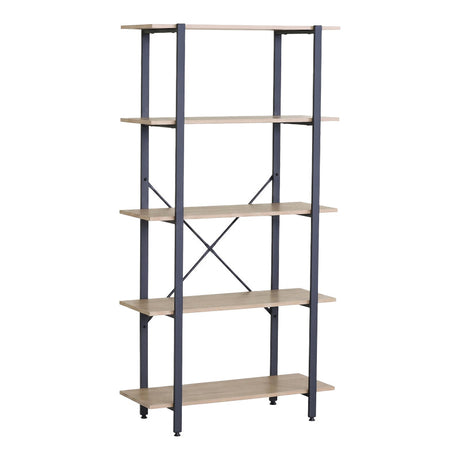 Bibliotecă Nebranzo, Metal, Stejar, 80x34x156 cm