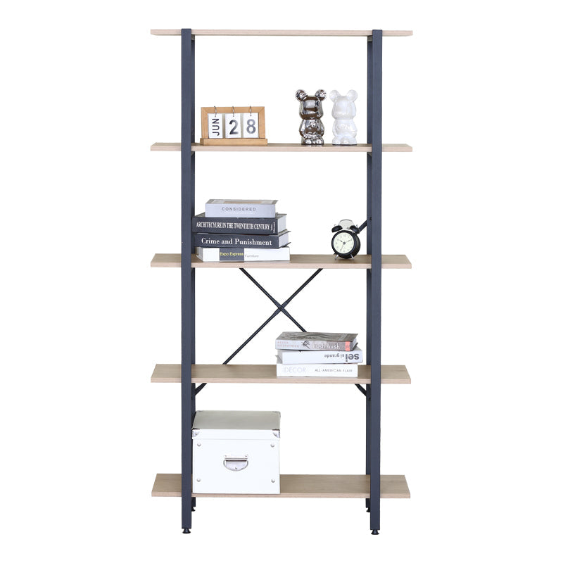 Bibliotecă Nebranzo, Metal, Stejar, 80x34x156 cm