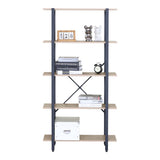 Bibliotecă Nebranzo, Metal, Stejar, 80x34x156 cm
