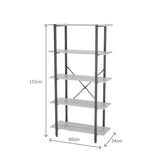 Bibliotecă Nebranzo, Metal, Stejar, 80x34x156 cm