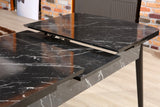 Masă dining extensibilă Bendir, Negru - Alb, 132x77x79 cm