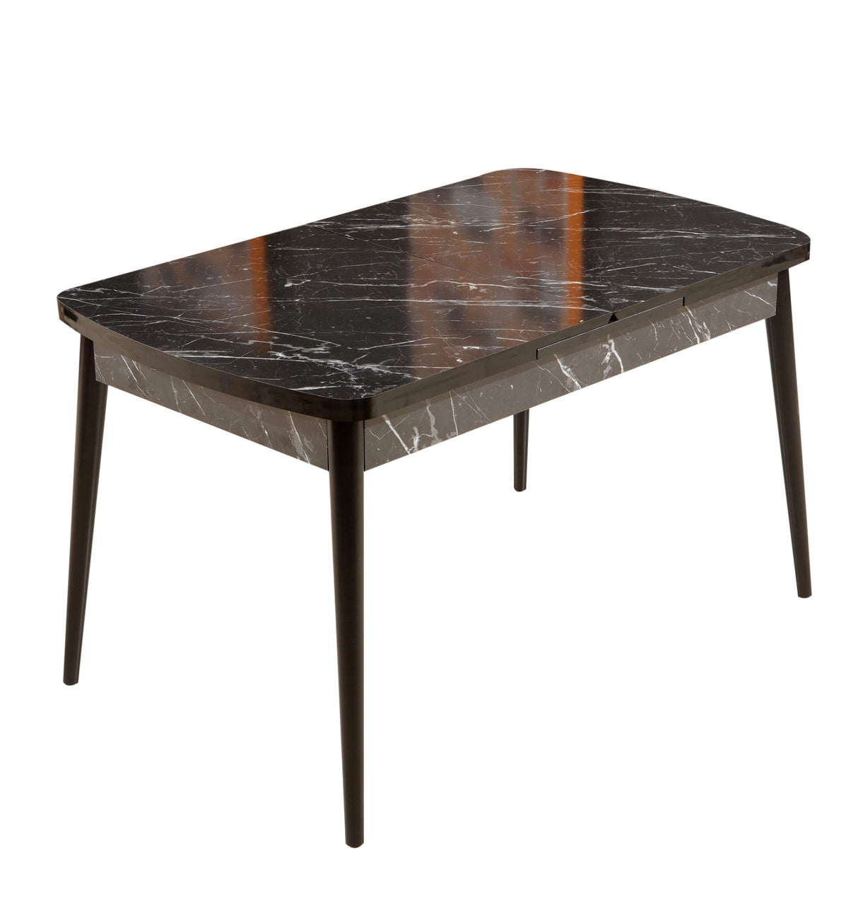 Masă dining extensibilă Bendir, Negru - Alb, 132x77x79 cm