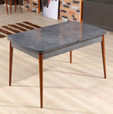 Masă dining extensibilă Aris, Antracit - Nuc, 132x77x79 cm