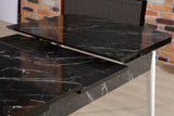 Masă dining extensibilă Bendir, Negru - Alb, 132x77x79 cm