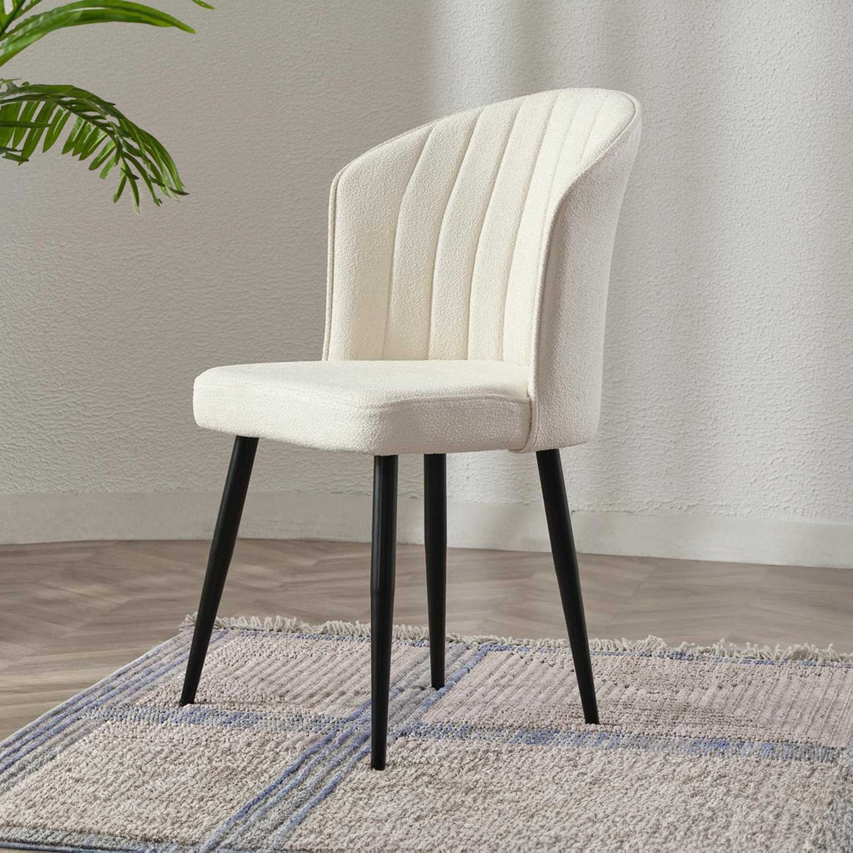 Set 2 scaune Rubi, Crem - Negru, 52x42x85 cm