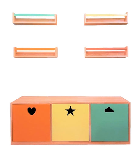 Bibliotecă cu dulap pentru jucării, Multicolor, 130x43x45 cm