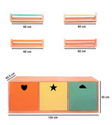 Bibliotecă cu dulap pentru jucării, Multicolor, 130x43x45 cm