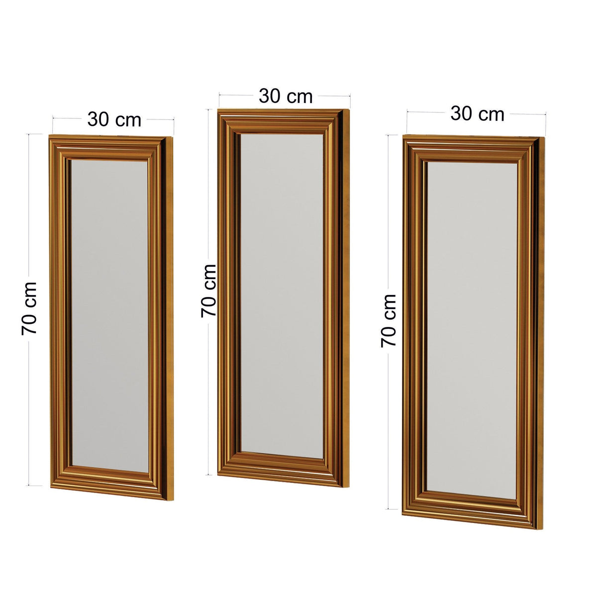 Oglindă decorativă 3 bucăți Lavia, Diverse culori, 30x3x70 cm - Auriu | SKU: 116SAM1106 | Oglindă decorativă 3 bucăți Lavia, 30x3x70 cm, varianta Auriu, produs pentru amenajarea locuinței, disponibil online în România la CasaMob
