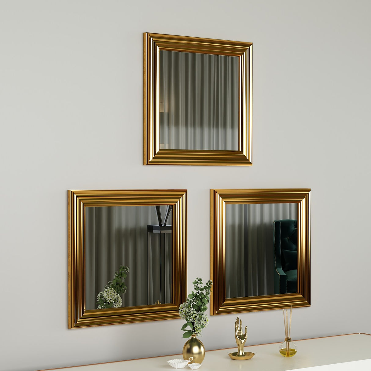 Oglindă decorativă 3 bucăți Otto, Diverse culori, 40x3x40 cm - Oglindă decorativă 3 bucăți Otto, Diverse culori, 40x3x40 cm, SKU 116SAM1110, imagine 1