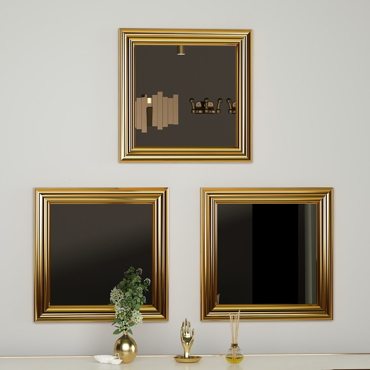 Oglindă decorativă 3 bucăți Otto, Diverse culori, 40x3x40 cm - Oglindă decorativă 3 bucăți Otto, Diverse culori, 40x3x40 cm, SKU 116SAM1110, imagine 2