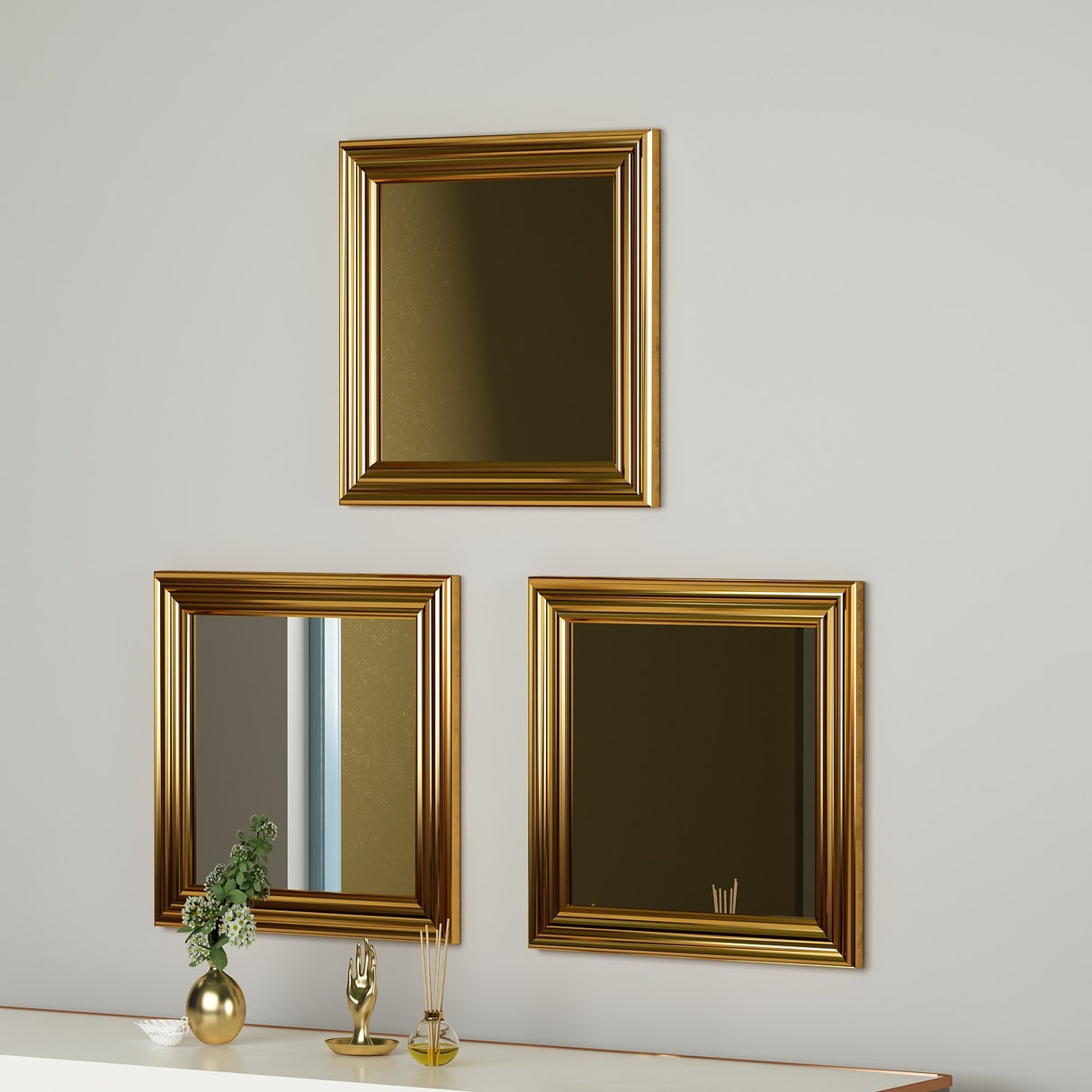 Oglindă decorativă 3 bucăți Otto, Diverse culori, 40x3x40 cm - Oglindă decorativă 3 bucăți Otto, Diverse culori, 40x3x40 cm, SKU 116SAM1110, imagine 3