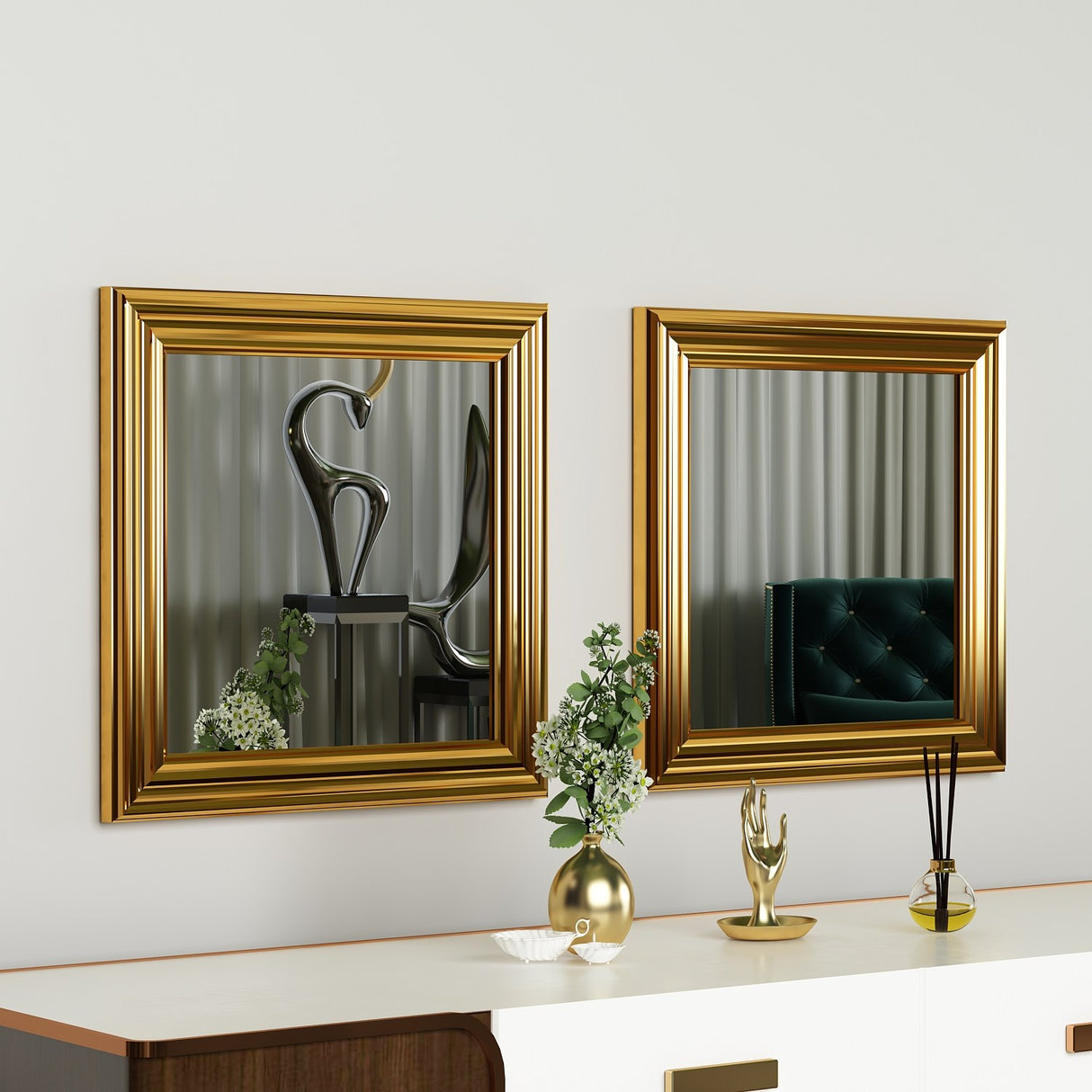 Oglindă decorativă 2 bucăți Bale, Diverse culori, 40x3x40 cm - Oglindă decorativă 2 bucăți Bale, Diverse culori, 40x3x40 cm, SKU 116SAM1111, imagine 1