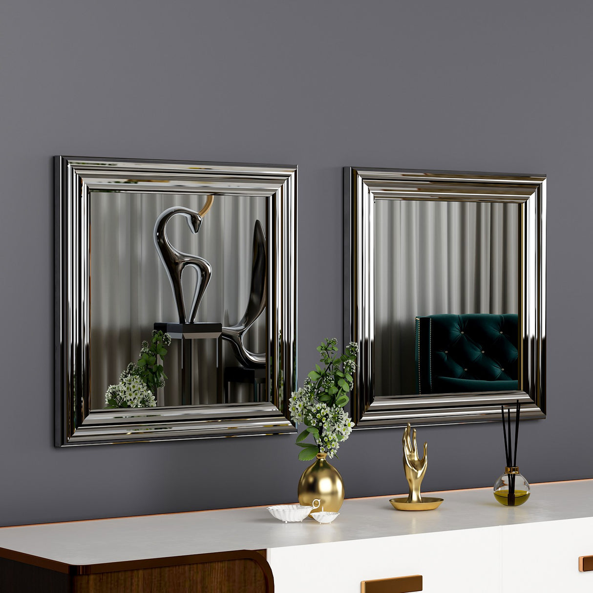 Oglindă decorativă 2 bucăți Bale, Diverse culori, 40x3x40 cm - Oglindă decorativă 2 bucăți Bale, Diverse culori, 40x3x40 cm, SKU 116SAM1125, imagine 7