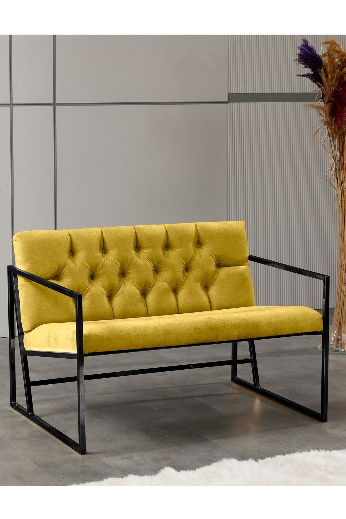 Canapea fixă 2 locuri Oslo, Diverse culori, 109x75x74 cm - Muștar | SKU: 118BRN1187 | Canapea fixă 2 locuri Oslo, 109x75x74 cm, varianta Muștar, produs pentru amenajarea locuinței, disponibil online în România la CasaMob