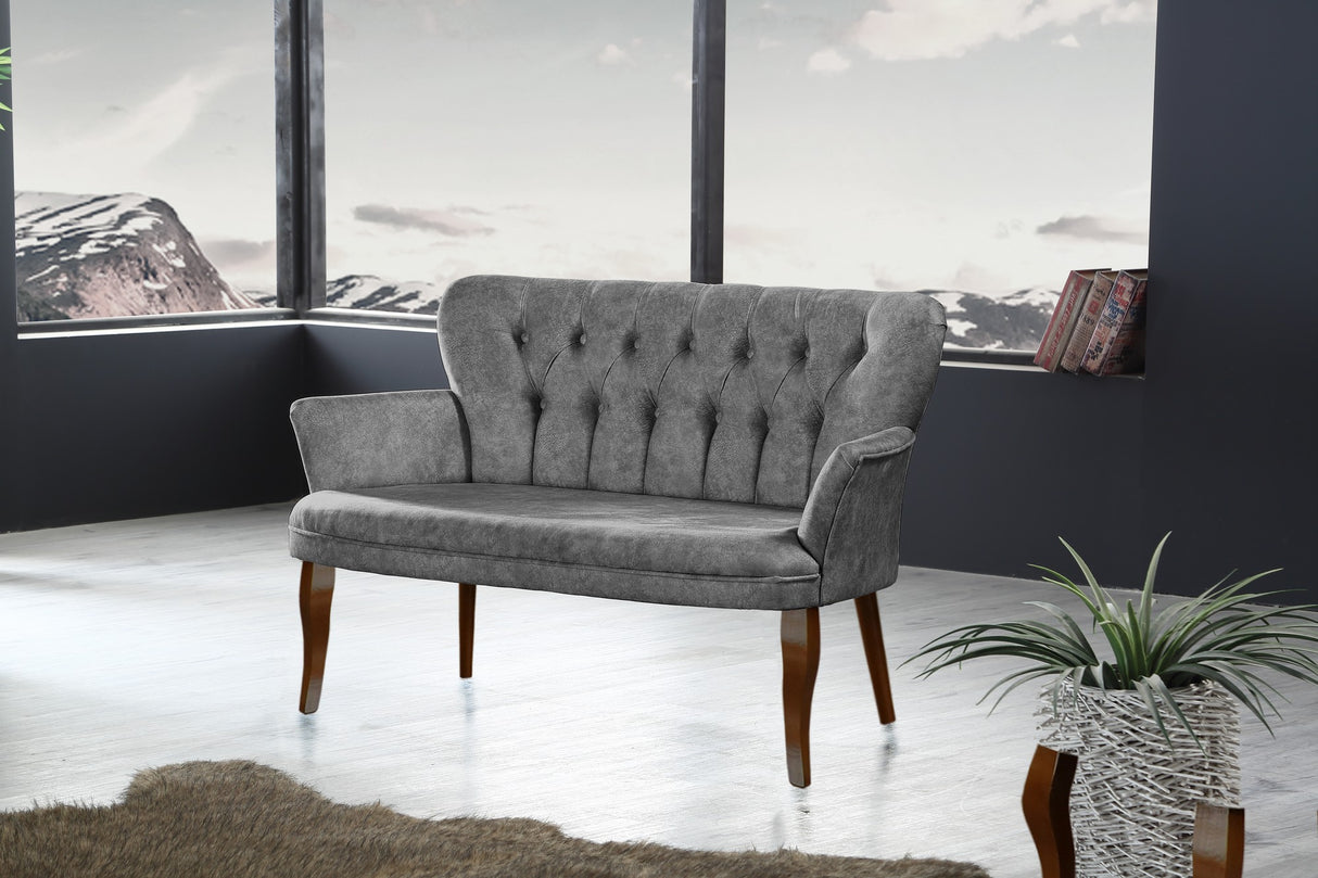 Canapea fixă 2 locuri Paris lemn nuc, Diverse culori, 130x46x82 cm - Gri | SKU: 118BRN1207 | Canapea fixă 2 locuri Paris lemn nuc, 130x46x82 cm, varianta Gri, produs pentru amenajarea locuinței, disponibil online în România la CasaMob